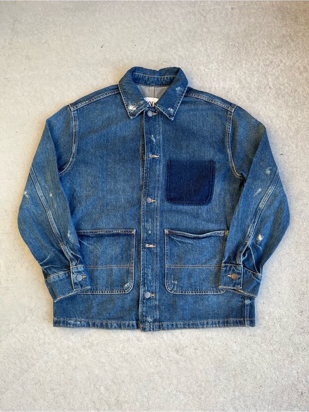 Zara Blue Denim Jacket with Contrast Stitching